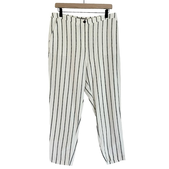 ASOS Pants - NWT ASOS‎ Linen Blend Striped Pants White Black Women’s Size 8